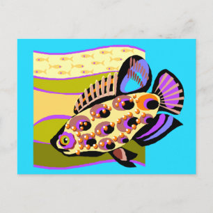 Farbenfrohe Retro tropische Fische Postkarte