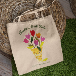 Farbenfrohe Retro Tulips Personalisiert gesund ess Tragetasche
