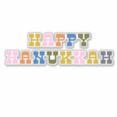 Farbenfrohe Retro-Typografie Hanukkah Aufkleber (Vorderseite)
