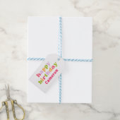 Farbenfrohe Retro-Typografie Personalisiert Geburt Geschenkanhänger (Mit Garn)