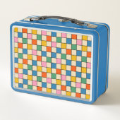 Farbenfrohe Retro überprüft Personalisiert Metall Brotdose (Rückseite)