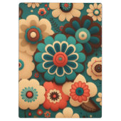Farbenfrohe Retro-Vintage Blume Klemmbrett (Rückseite)