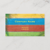 Farbenfrohe Retro-Visitenkarte mit Palm-Blätter Visitenkarte (Rückseite)