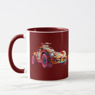 Farbenfrohe Retro-Wagen der 80er und 90er Jahre Tasse