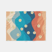 Farbenfrohe Retro Waves & Daisises Muster Fleecedecke (Vorderseite (Horizontal))