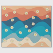 Farbenfrohe Retro Waves & Daisises Muster Geschenkpapier (Flach)