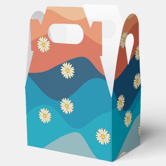 Farbenfrohe Retro Waves & Daisises Muster Geschenkschachtel (Geöffnet)