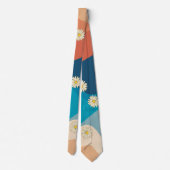 Farbenfrohe Retro Waves & Daisises Muster Krawatte (Rückseite)