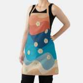 Farbenfrohe Retro Waves & Daisises Muster Schürze (InSitu)