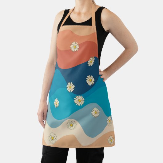 Farbenfrohe Retro Waves & Daisises Muster Schürze (InSitu)