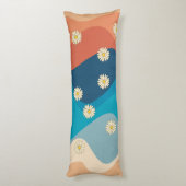 Farbenfrohe Retro Waves & Daisises Muster Seitenschläferkissen (Rückseite (Vertikal))