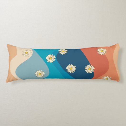Farbenfrohe Retro Waves & Daisises Muster Seitenschläferkissen (Vorderseite)