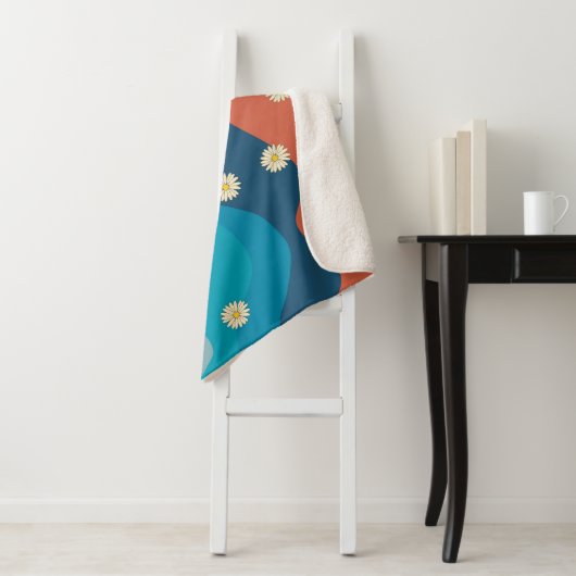 Farbenfrohe Retro Waves & Daisises Muster Sherpadecke (Beispiel)