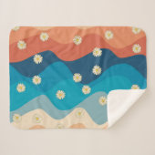 Farbenfrohe Retro Waves & Daisises Muster Sherpadecke (Vorderseite (Horizontal))