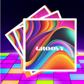 Farbenfrohe Retro Waves Groovy Serviette