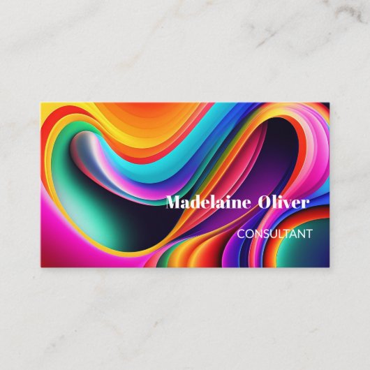 Farbenfrohe Retro Waves Moderner QR-Code Visitenkarte (Vorderseite)