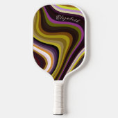 Farbenfrohe Retro Waves Modernes Monogramm Pickleball Schläger (Rückseite)