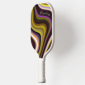 Farbenfrohe Retro Waves Modernes Monogramm Pickleball Schläger (Links)