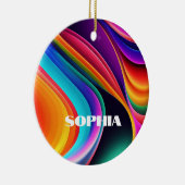 Farbenfrohe Retro Waves Persönliche Keramik Ornament (Rechts)
