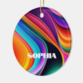 Farbenfrohe Retro Waves Persönliche Keramik Ornament (Links)