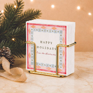 Farbenfrohe Retro-Weihnachten Frohe Feiertage Serviette