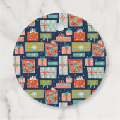 Farbenfrohe Retro Weihnachten Geschenkanhänger (Rückseite)