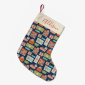 Farbenfrohe Retro Weihnachten-Geschenkboxen Kleiner Weihnachtsstrumpf (Vorderansicht (hängend))