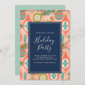 Farbenfrohe Retro Weihnachtsfeier Einladung (Vorne/Hinten)