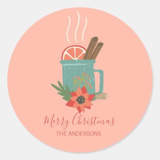 Farbenfrohe Retro Weihnachtsfeier Runder Aufkleber (Vorderseite)