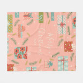 Farbenfrohe Retro Weihnachtsfeiertage Geschenkboxe Fleecedecke (Vorderseite (Horizontal))