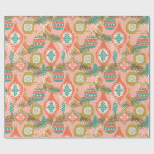 Farbenfrohe Retro Weihnachtsfeiertage Geschenkpapier (Flach)