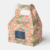 Farbenfrohe Retro Weihnachtsfeiertage Ornament Geschenkschachtel (Rückseite)