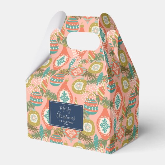 Farbenfrohe Retro Weihnachtsfeiertage Ornament Geschenkschachtel (Vorderseite)
