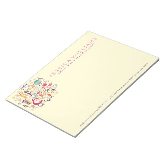 Farbenfrohe Retro Weihnachtskreide Textgestaltung Notizblock (angewinkelt)