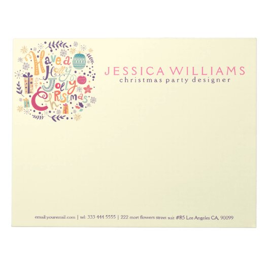 Farbenfrohe Retro Weihnachtskreide Textgestaltung Notizblock (Vorderseite)