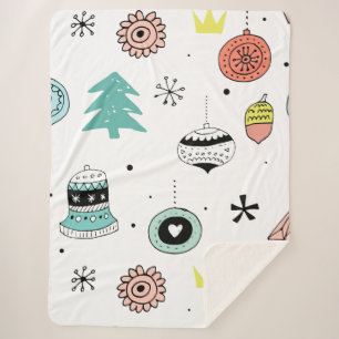 Farbenfrohe Retro Weihnachtsschmuck Muster Sherpadecke