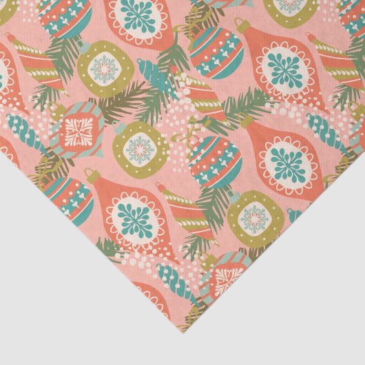 Farbenfrohe Retro Weihnachtsschmuck Seidenpapier (Ausschnitt)