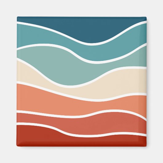 Farbenfrohe Retro-Wellen Magnet (Vorne)