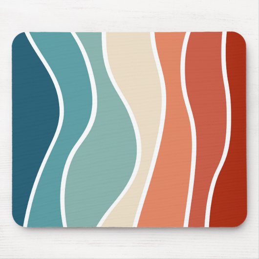 Farbenfrohe Retro-Wellen Mousepad (Vorne)