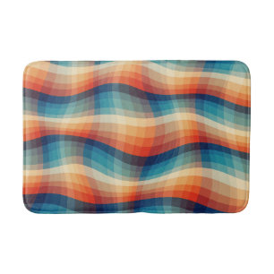 Farbenfrohe Retro-Wellen Vintage Badematte