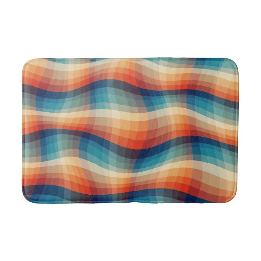 Farbenfrohe Retro-Wellen Vintage Badematte (Vorderseite)