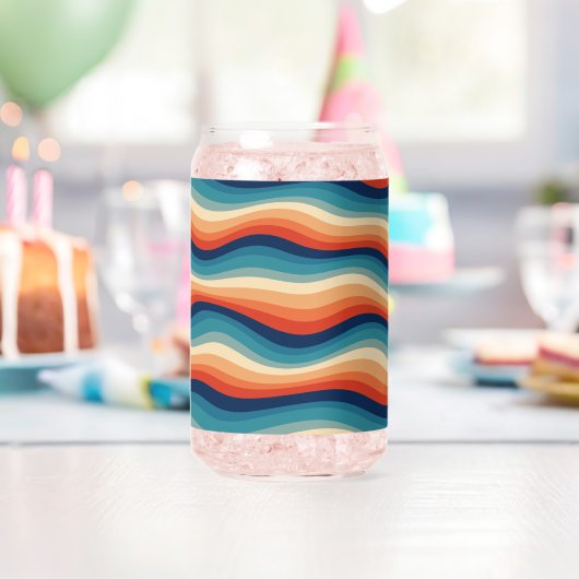 Farbenfrohe Retro-Wellen Vintage Dosenglas (Insitu (Geburtstag))
