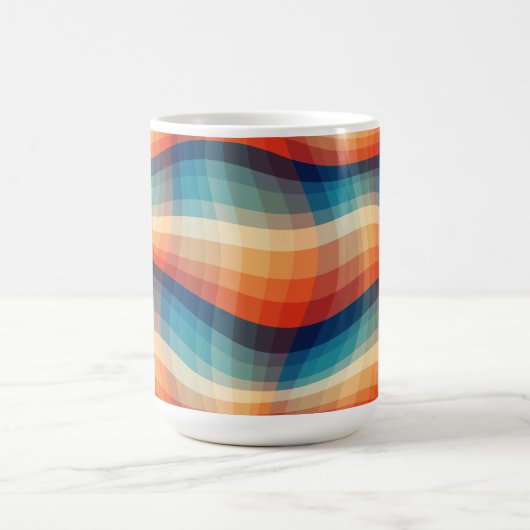 Farbenfrohe Retro-Wellen Vintage Kaffeetasse (Mittel)