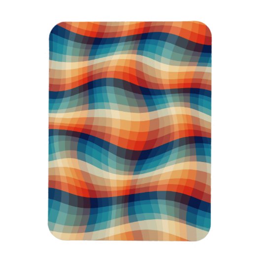 Farbenfrohe Retro-Wellen Vintage Magnet (Vertikal)