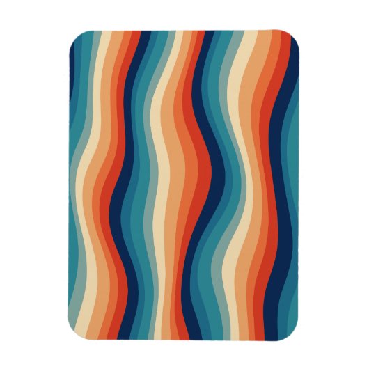 Farbenfrohe Retro-Wellen Vintage Magnet (Vertikal)