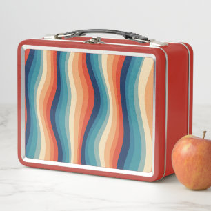Farbenfrohe Retro-Wellen Vintage Metall Brotdose