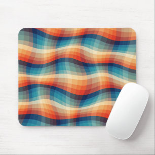 Farbenfrohe Retro-Wellen Vintage Mousepad