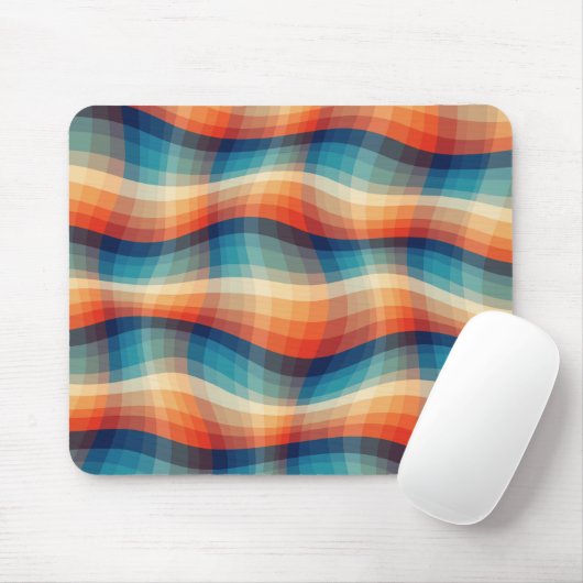 Farbenfrohe Retro-Wellen Vintage Mousepad (Mit Mouse)