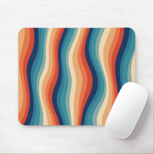 Farbenfrohe Retro-Wellen Vintage Mousepad