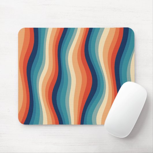 Farbenfrohe Retro-Wellen Vintage Mousepad (Mit Mouse)